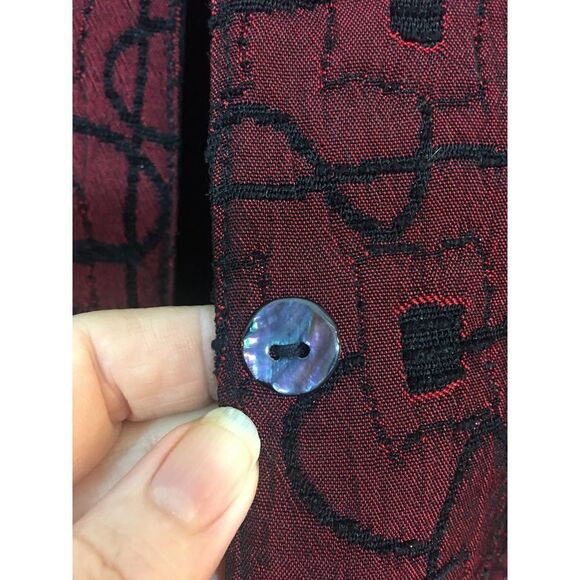 Vintage Chico's Design Red-Black Button Down Coat - Picture 8 of 12